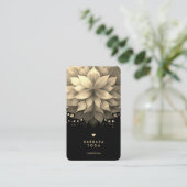 Carte De Visite Massage Thérapiste Spa Élégant noir blanc Lotus (Debout devant)