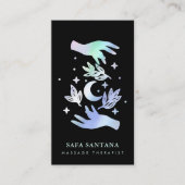 Carte De Visite Massage Thérapiste Spa guérison mains Holographiqu (Devant)