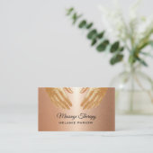 Carte De Visite Massage Therapy Hands Rose Gold (Debout devant)