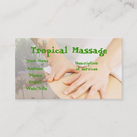 Carte De Visite Massage tropical (Devant)