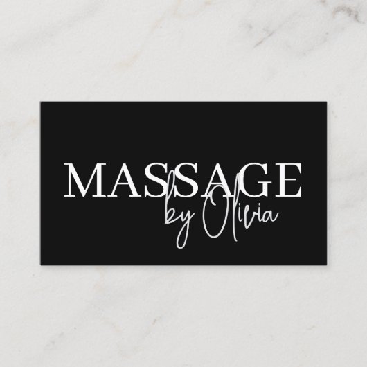 Carte De Visite Massothérapeute QR Code noir blanc (Devant)