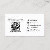Carte De Visite Massothérapeute QR Code noir blanc (Dos)