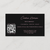 Carte De Visite Matchmaker Dating Service QR Code Black Elegant (Dos)