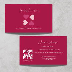 Carte De Visite Matchmaker Dating Service QR Code Red Heart Modern