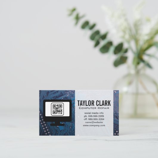 Carte De Visite Matériel électronique | Code QR (Debout devant)