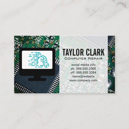 Carte De Visite Matériel informatique | Logo de clé à main (Devant)