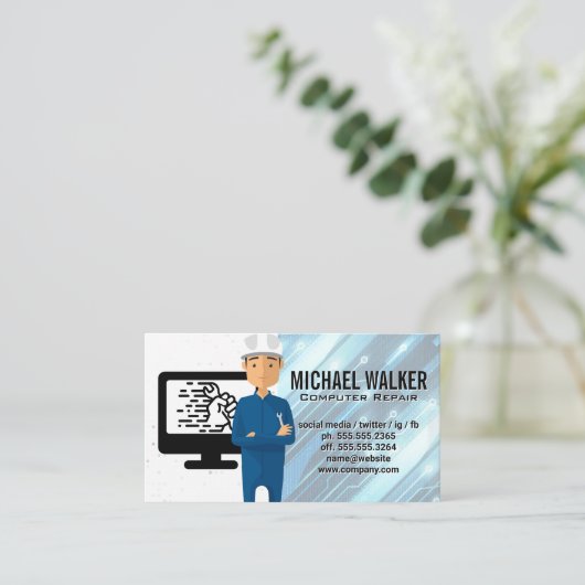 Carte De Visite Matériel informatique | Support technique (Debout devant)
