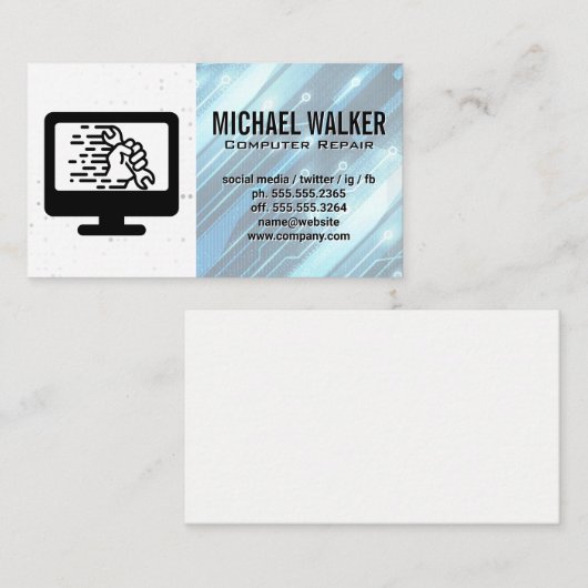 Carte De Visite Matériel informatique | Support technique (Devant / Derrière)