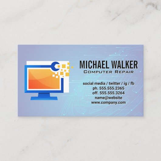 Carte De Visite Matériel informatique | Technicien de réparation (Devant)