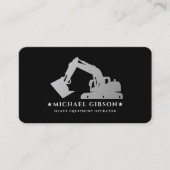 Carte De Visite Matériel lourd Opérateur Construction Argent noir (Devant)