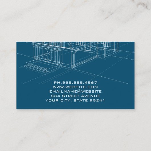 Carte De Visite Matériel | Schéma d'impression bleue | Architecte (Dos)