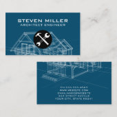 Carte De Visite Matériel | Schéma d'impression bleue | Architecte (Devant / Derrière)