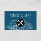 Carte De Visite Matériel | Schéma d'impression bleue | Architecte (Devant)