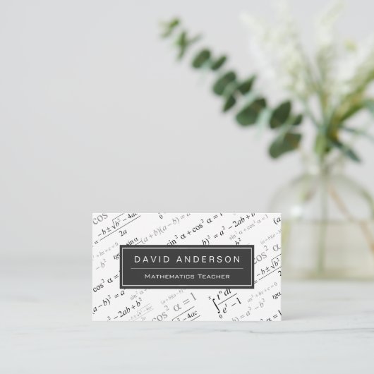 Carte De Visite Math Teacher Stylish Mathematics Formulas Pattern (Debout devant)