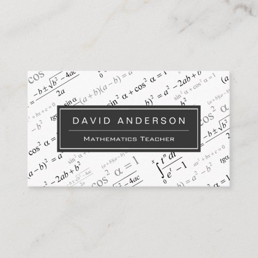 Carte De Visite Math Teacher Stylish Mathematics Formulas Pattern (Devant)