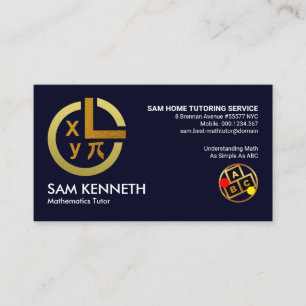 Carte De Visite Math Tutor de circonférence perpendiculaire à l'or