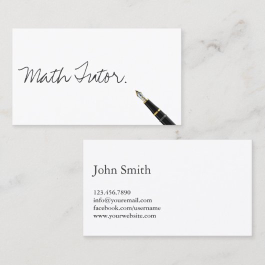 Carte De Visite Math Tutor écriture manuscrite gratuite Script (Devant / Derrière)