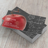 Carte De Visite Math Tutor Professional Red Apple & Chalkboard