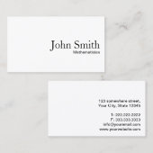 Carte de visite mathématicien blanc clair minimal (Devant / Derrière)