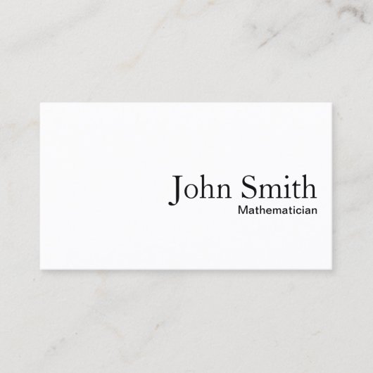 Carte de visite mathématicien blanc clair minimal (Devant)