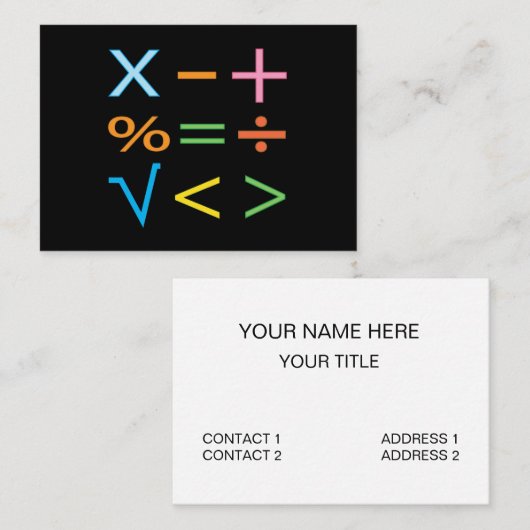 Carte De Visite Mathématiques Symbole mathématique Math (Devant / Derrière)