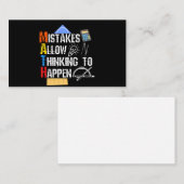 Carte De Visite Maths. Les Erreurs Permettent De Penser À Se Produ (Devant / Derrière)