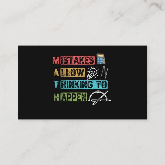 Carte De Visite Maths marrantes. Les Erreurs Permettent De Penser  (Devant)