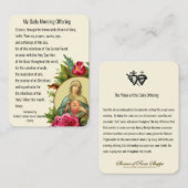 Carte De Visite Matin de prière catholique offrant Vierge Marie Jé (Devant / Derrière)