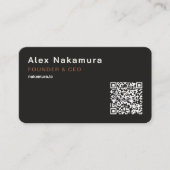 Carte De Visite Matte Black Minimal QR Code Tech Founder Startup  (Devant)
