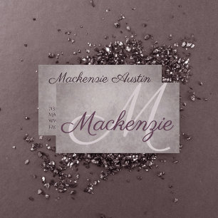Carte De Visite Matte de quartz rose   Monogramme rose Dusty Mauve
