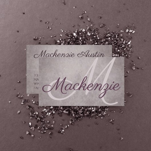 Carte De Visite Matte de quartz rose | Monogramme rose Dusty Mauve