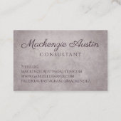 Carte De Visite Matte de quartz rose | Monogramme rose Dusty Mauve (Dos)
