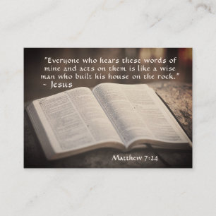 Carte De Visite Matthew 7:24 a construit sa maison sur le rocher,