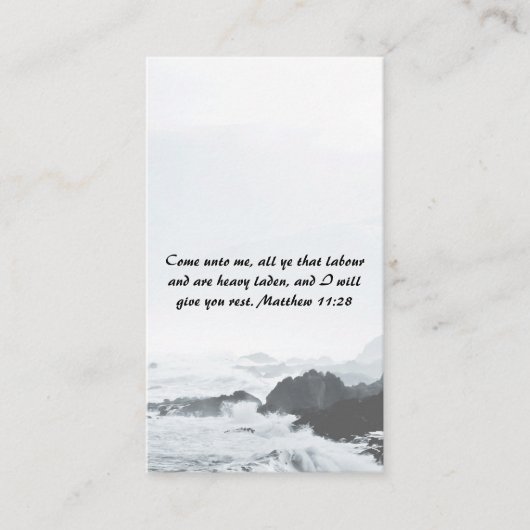 Carte De Visite Matthieu 11:28 Ocean Red Sunset code QR (Devant)