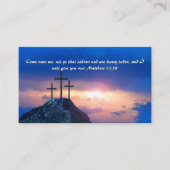 Carte De Visite Matthieu 11:28 Trois croix Sunset QR code (Devant)