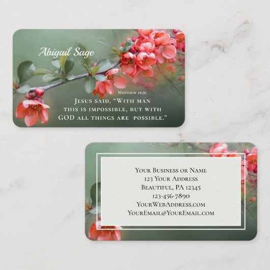 Carte De Visite Matthieu 19:26 Avec DIEU, tout est possible (Devant / Derrière)