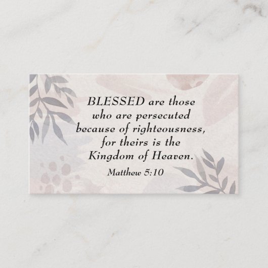 Carte De Visite Matthieu 5:10 Bénis sont les Béatitudes persécutée (Devant)