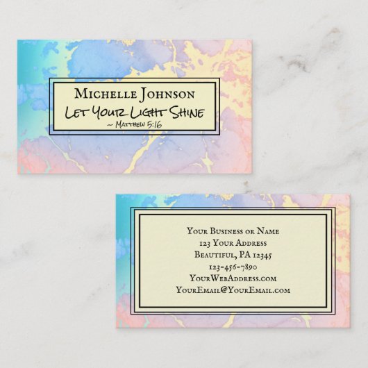 Carte De Visite Matthieu 5:16 Que Ta Lumière Puisse Briller, Verse (Devant / Derrière)