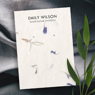 CARTE DE VISITE MAUVE PETAL HANDMADE PAPIER STUD EARRÊT AFFICHAGE