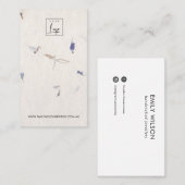 CARTE DE VISITE MAUVE PETAL MADE PAPIER STUD EARRÊT AFFICHER (Devant / Derrière)