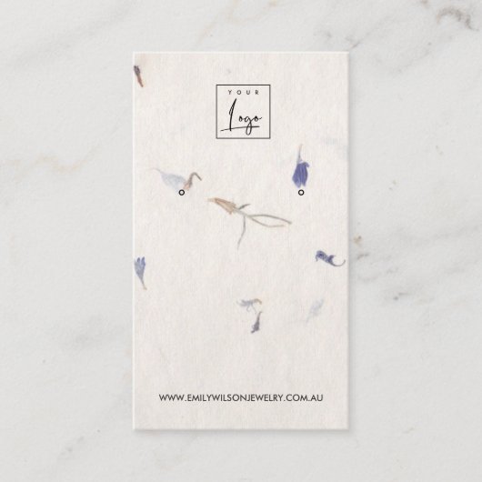 CARTE DE VISITE MAUVE PETAL MADE PAPIER STUD EARRÊT AFFICHER (Devant)