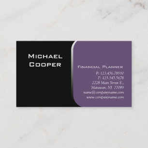 Carte De Visite Mauve professionnel de planificateur financier de
