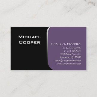 Carte De Visite Mauve professionnel de planificateur financier de