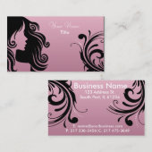 Carte De Visite Mauve rose du coiffeur | de femme de silhouette (Devant / Derrière)