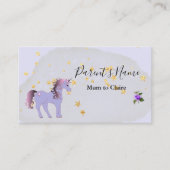 Carte De Visite Mauve Unicorn et Gold Stars (Devant)