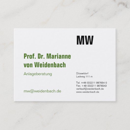 Carte De Visite Maximal Élégant vert (Devant)