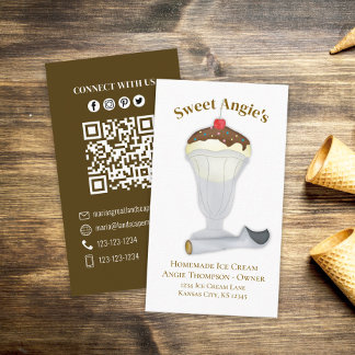 Carte De Visite Me connecter | QR Code Boulangerie simple Crème gl