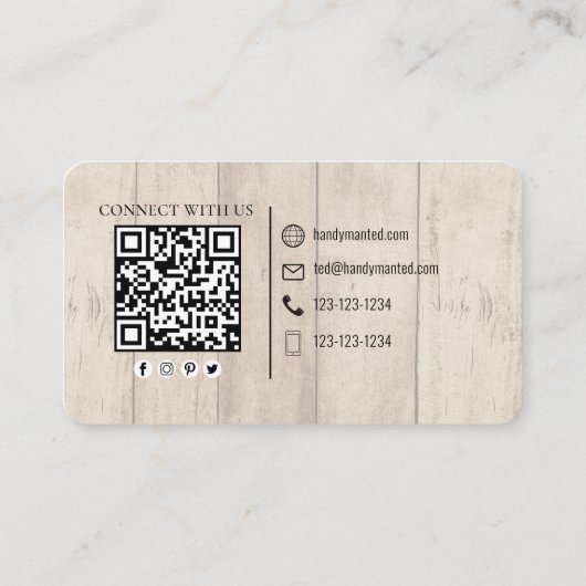 Carte De Visite Me connecter | QR Code Outils en bois simples (Dos)