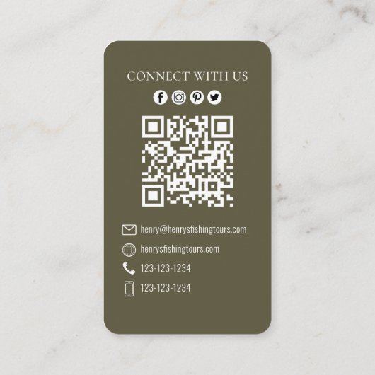 Carte De Visite Me connecter | QR Code pêche simple pêcheur (Dos)