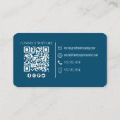 Carte De Visite Me connecter | QR Code Simple Blue Modern Photo (Dos)